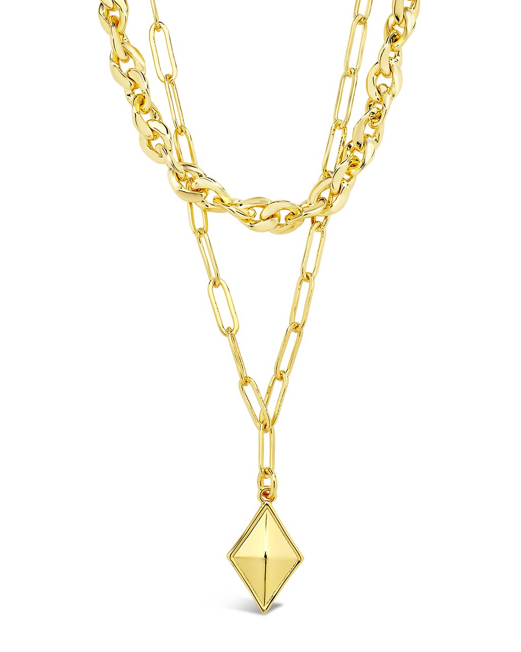 Sterling Forever 2 Layer Chain & Charm Necklace by Sterling Forever