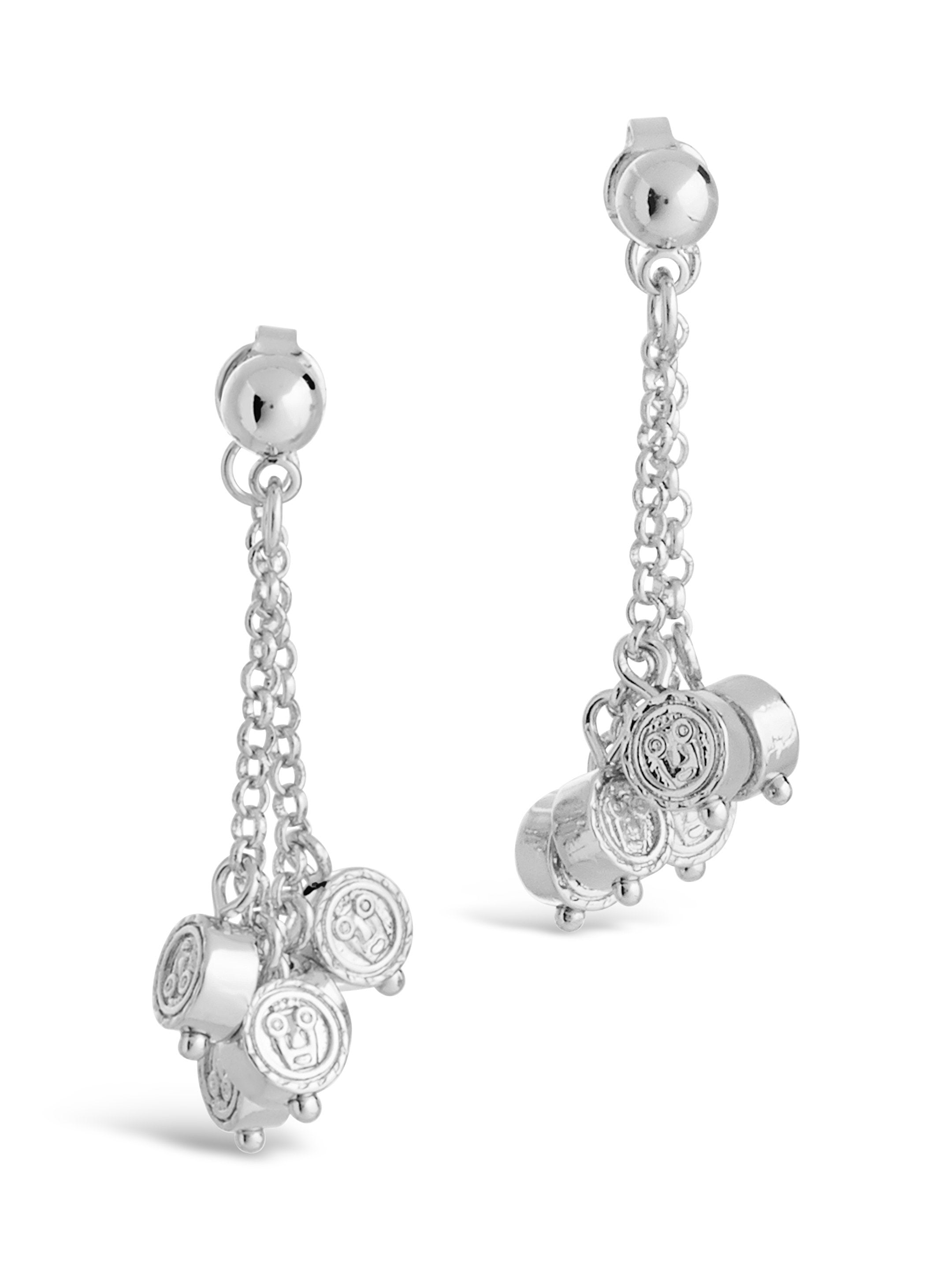 Sterling Forever Beaded Medallion Chain Studs by Sterling Forever