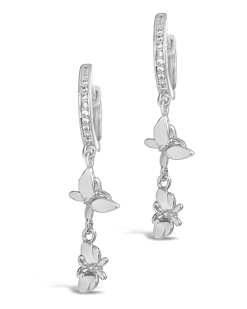 Sterling Forever Butterfly Dangle Micro Hoops by Sterling Forever