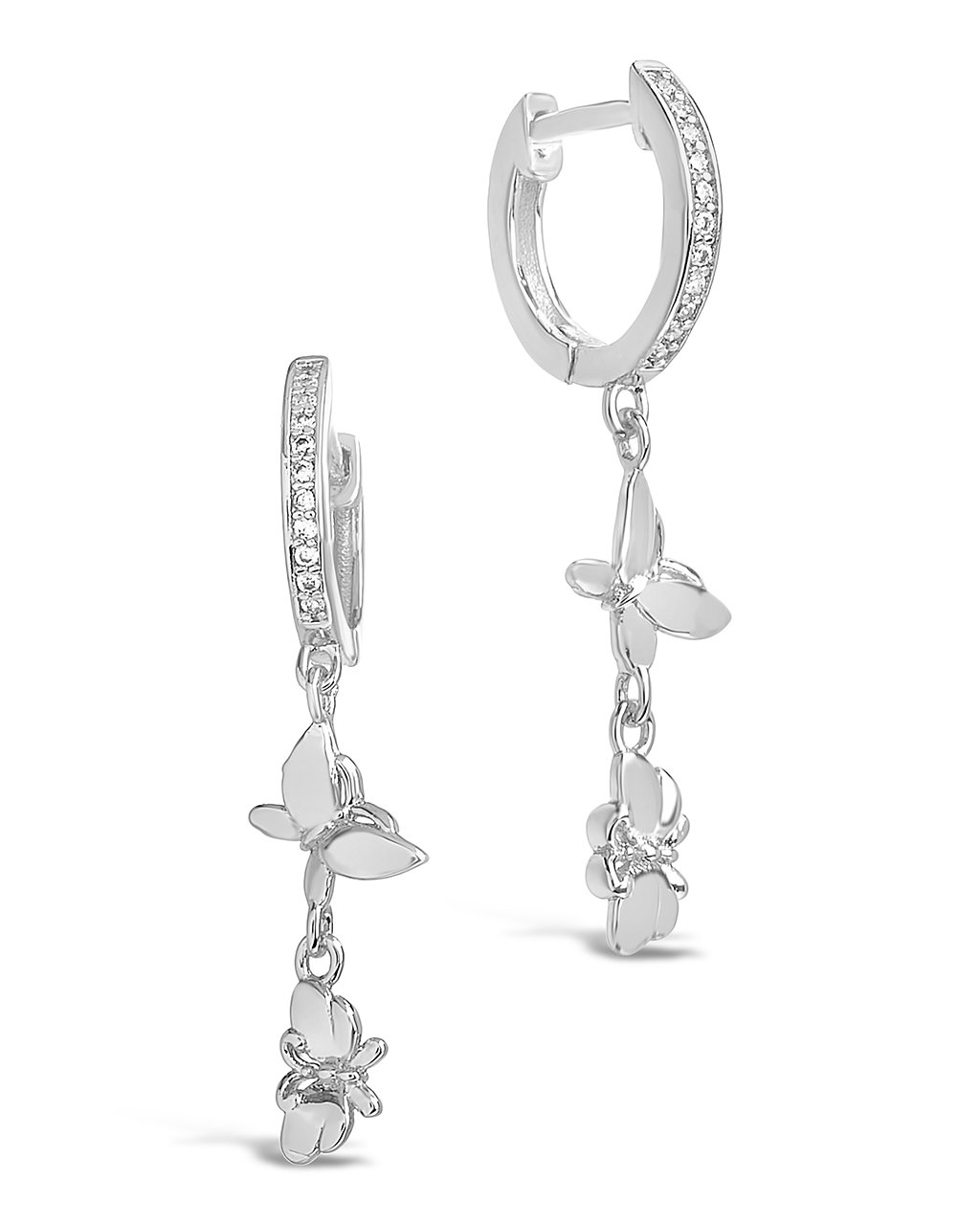 Sterling Forever Butterfly Dangle Micro Hoops by Sterling Forever