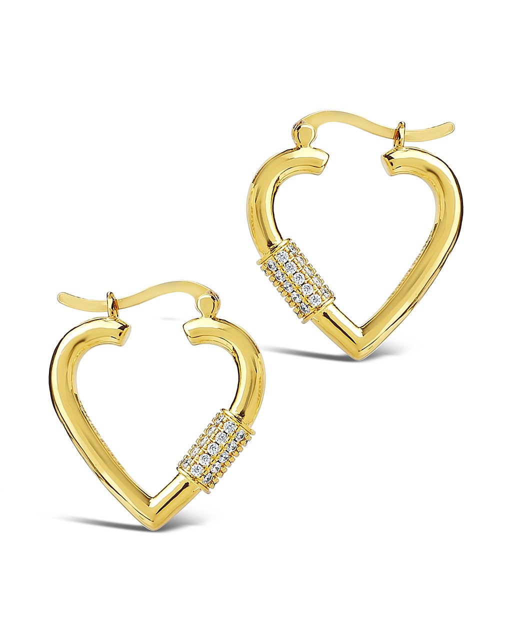 Sterling Forever CZ Heart Carabiner Lock Hoops by Sterling Forever