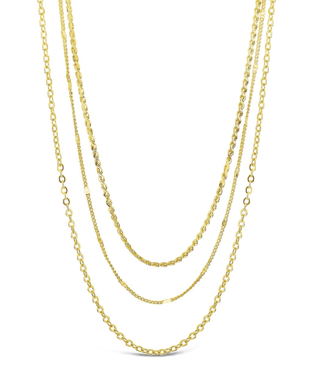 Sterling Forever Dainty Three Layer Chain Necklace by Sterling Forever