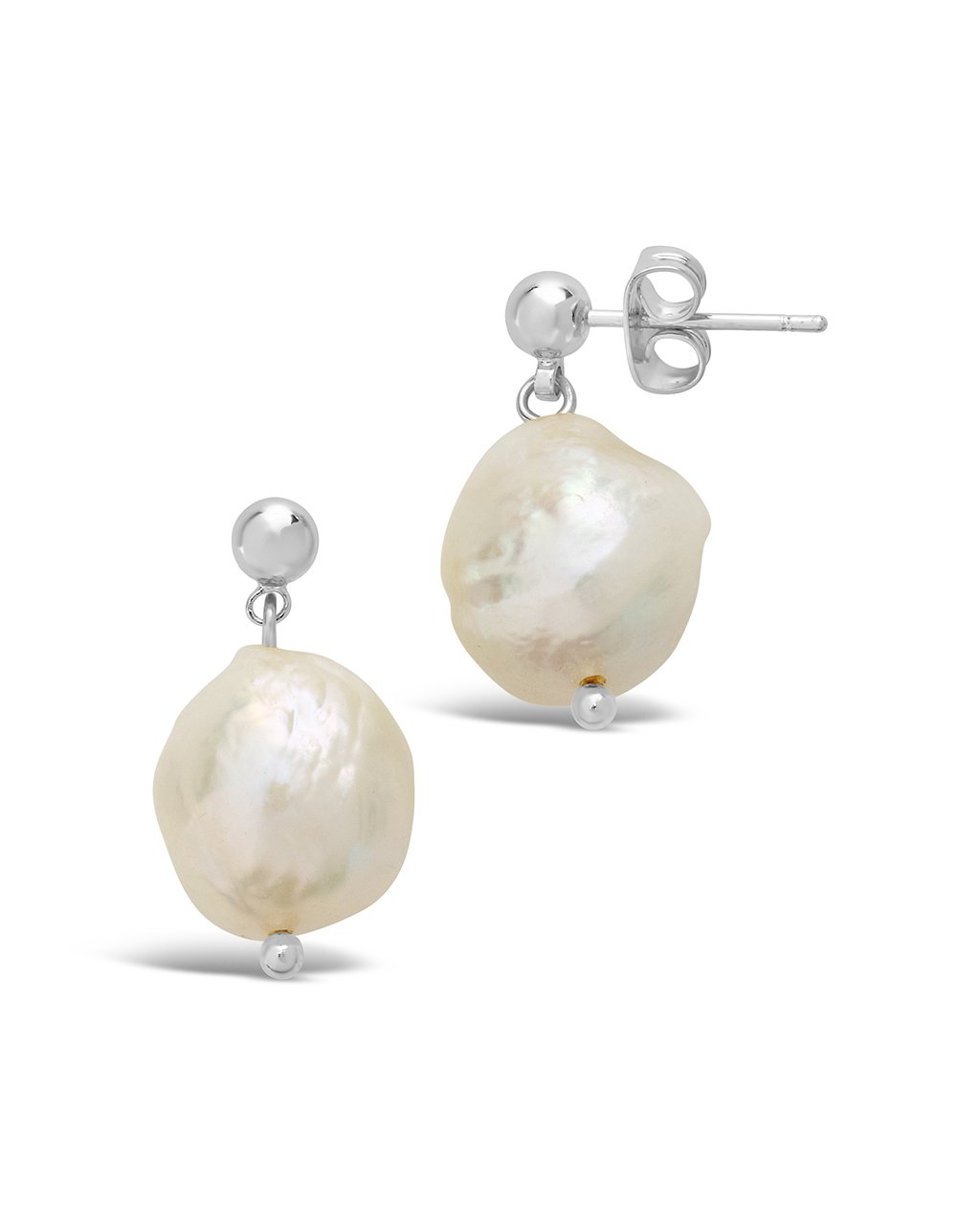 Sterling Forever Large Baroque Pearl Drop Studs by Sterling Forever