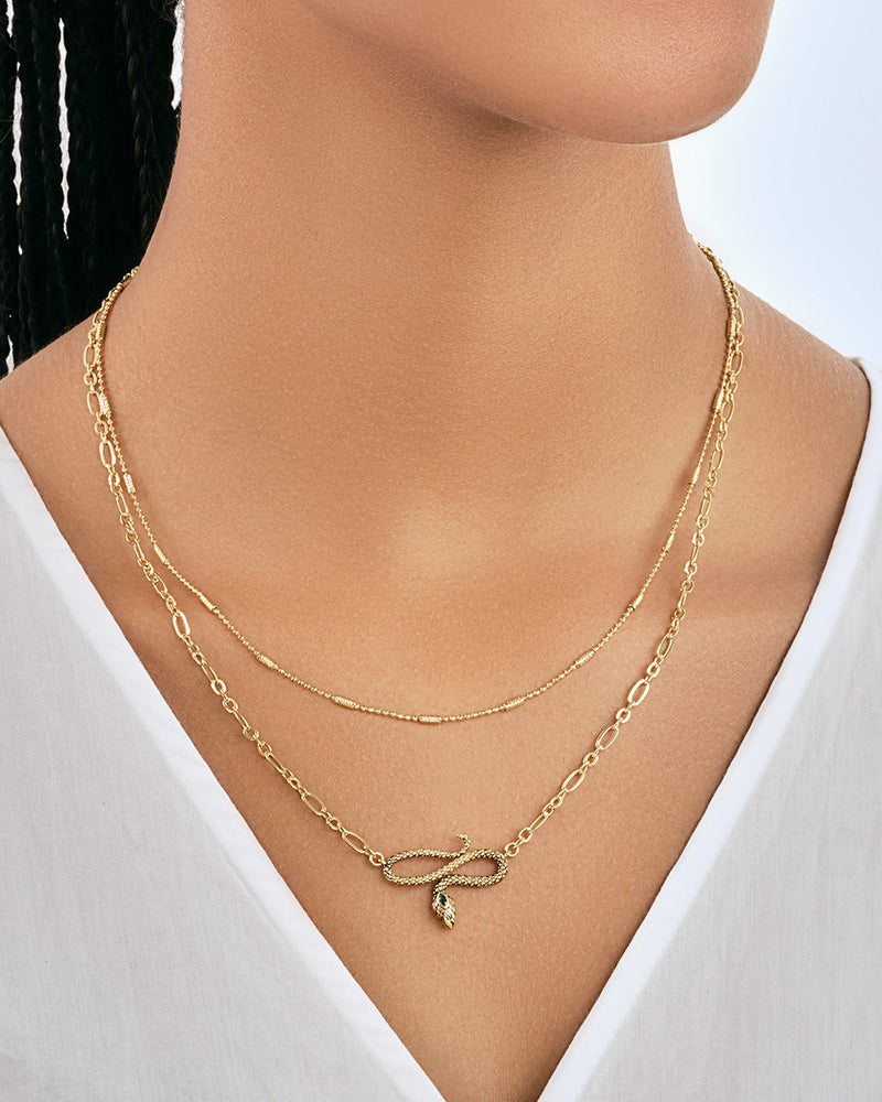 Sterling Forever Linked Snake Layered Necklace by Sterling Forever
