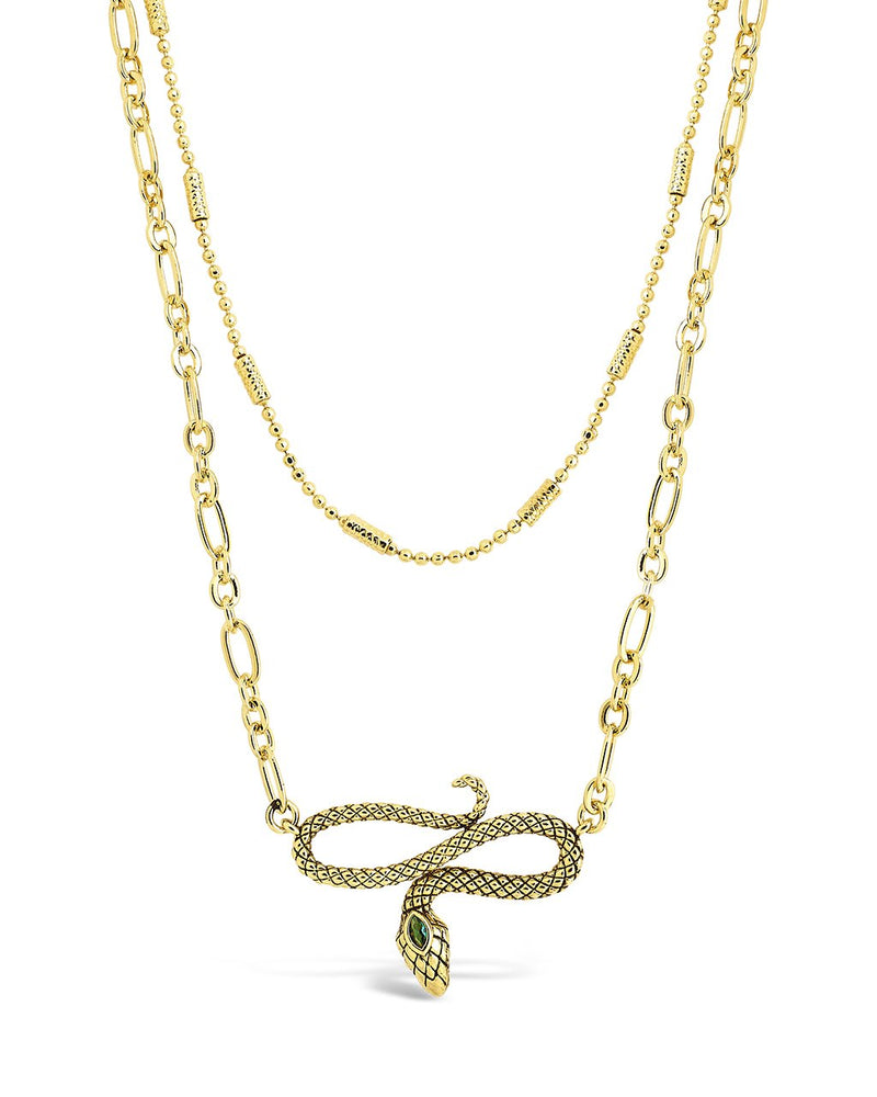 Sterling Forever Linked Snake Layered Necklace by Sterling Forever