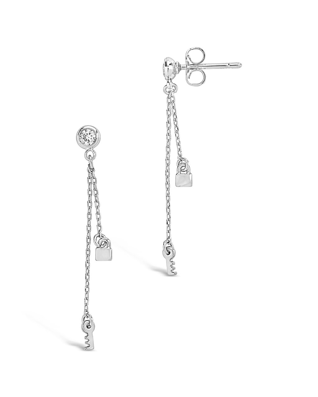 Sterling Forever Lock and Key Dangle Stud Earring by Sterling Forever