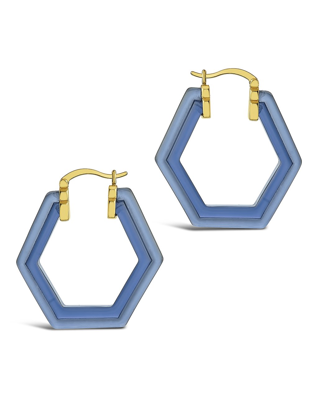 Sterling Forever Lucite Hex Hoops by Sterling Forever