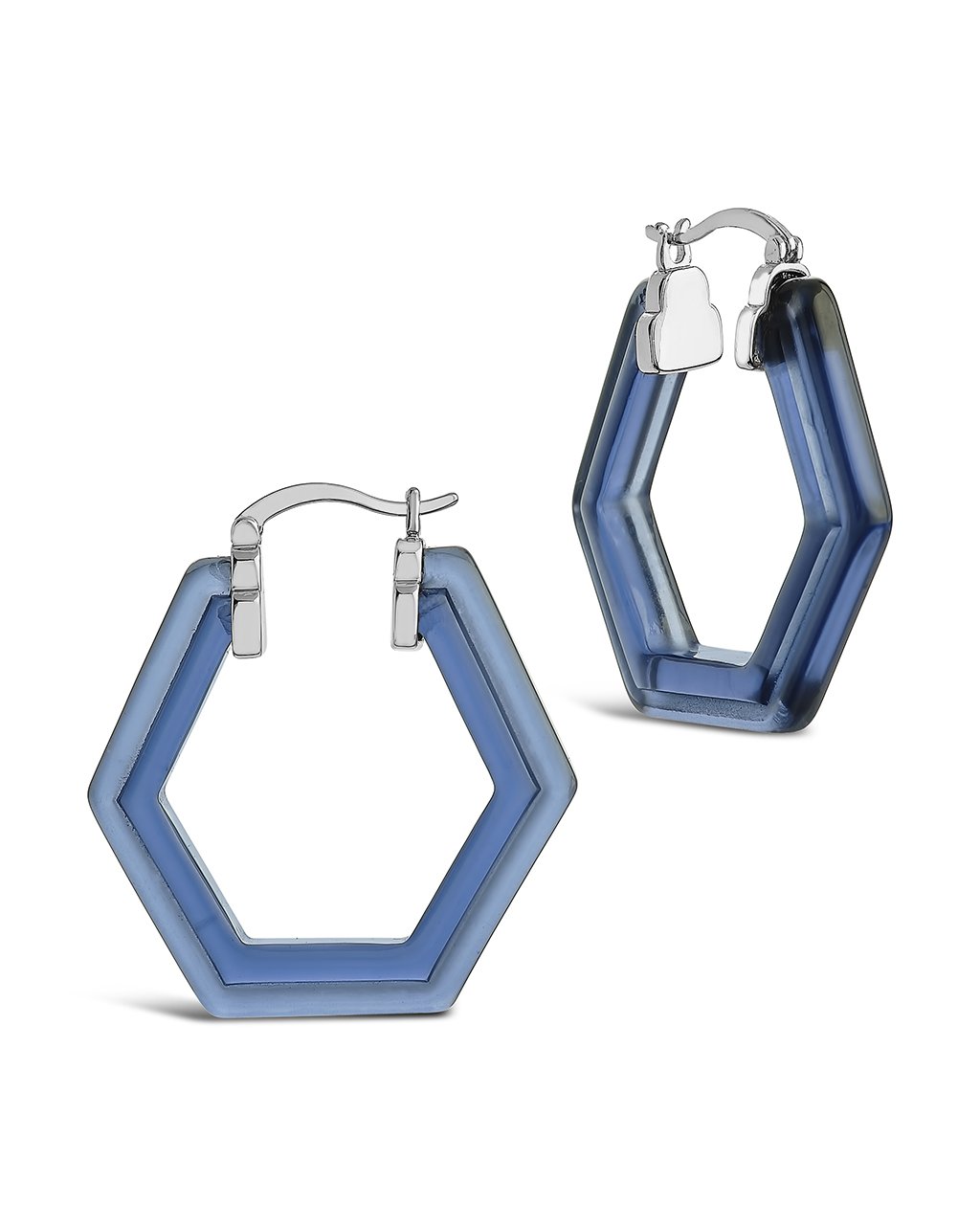 Sterling Forever Lucite Hex Hoops by Sterling Forever