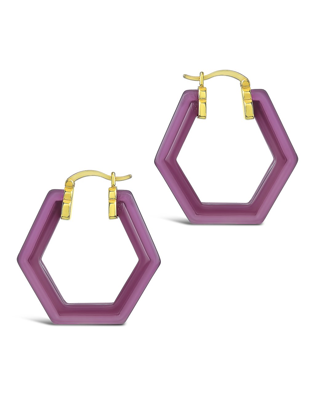 Sterling Forever Lucite Hex Hoops by Sterling Forever