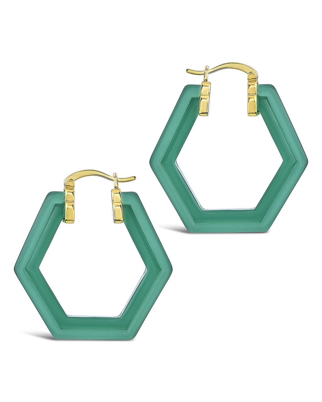 Sterling Forever Lucite Hex Hoops by Sterling Forever