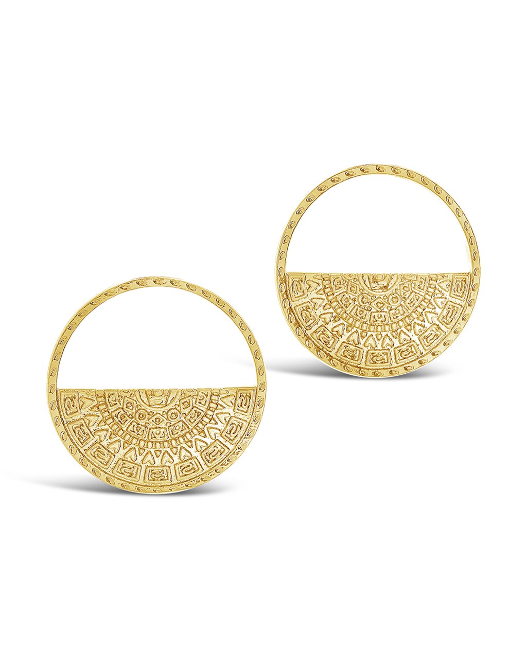 Sterling Forever Medallion Half Circle Studs by Sterling Forever