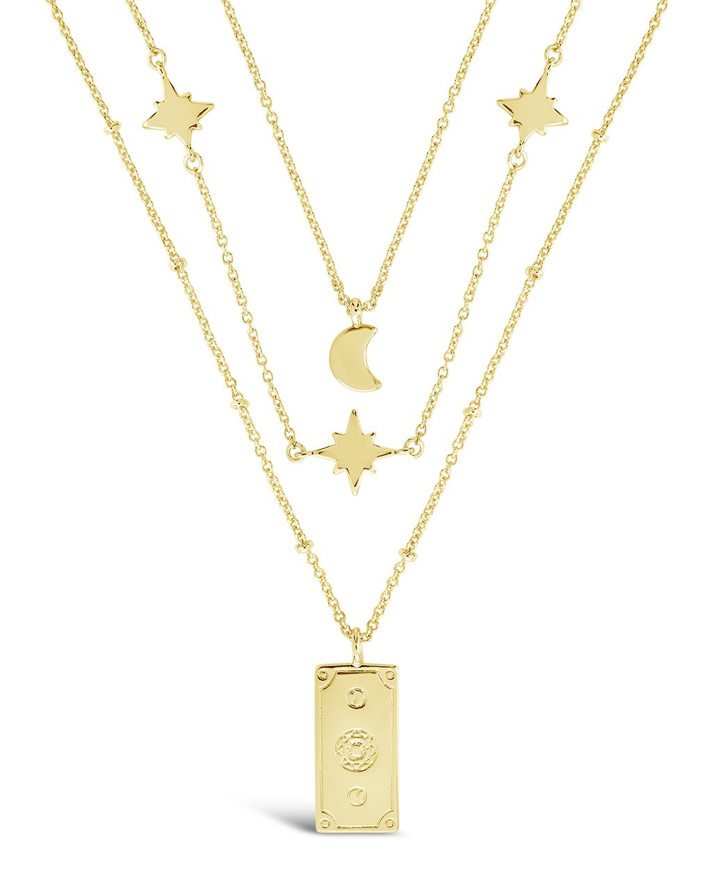 Sterling Forever Moon, Star, & Tarot Card Layered Necklace by Sterling Forever