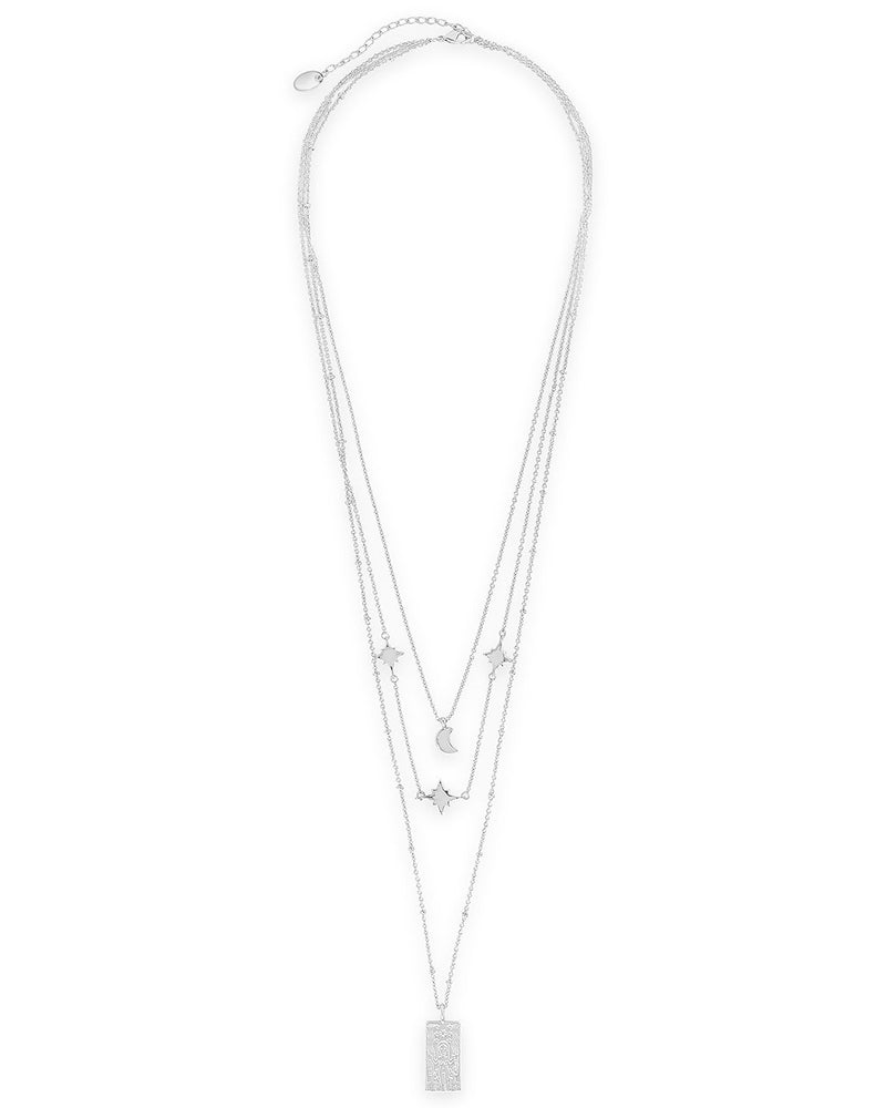 Sterling Forever Moon, Star, & Tarot Card Layered Necklace by Sterling Forever