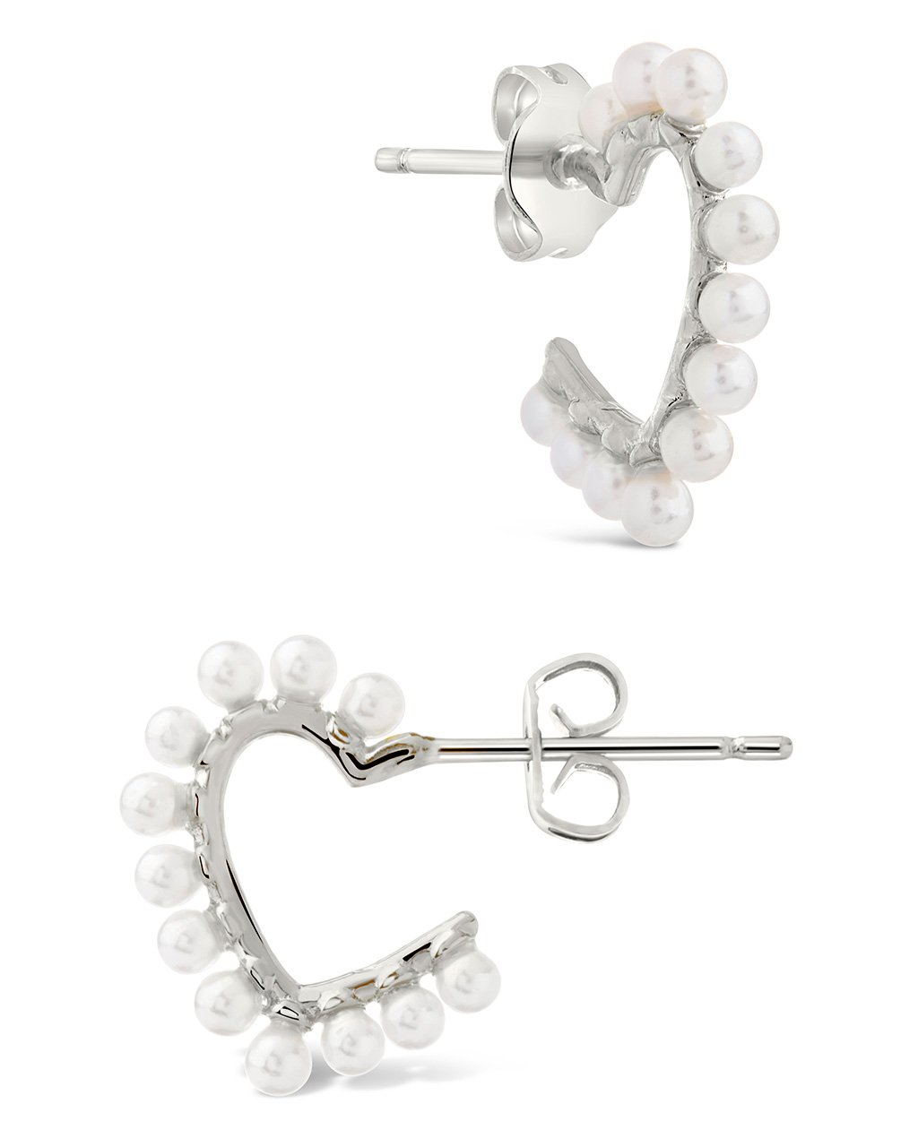 Sterling Forever Pearl Heart Hoop Earrings by Sterling Forever