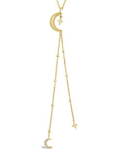 Sterling Forever Sterling Silver Crescent Moon Y Drop Necklace by Sterling Forever