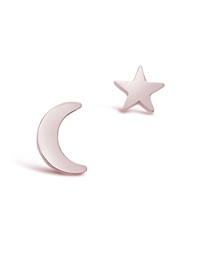 Sterling Forever Sterling Silver Crescent & Star Asymmetrical Studs by Sterling Forever