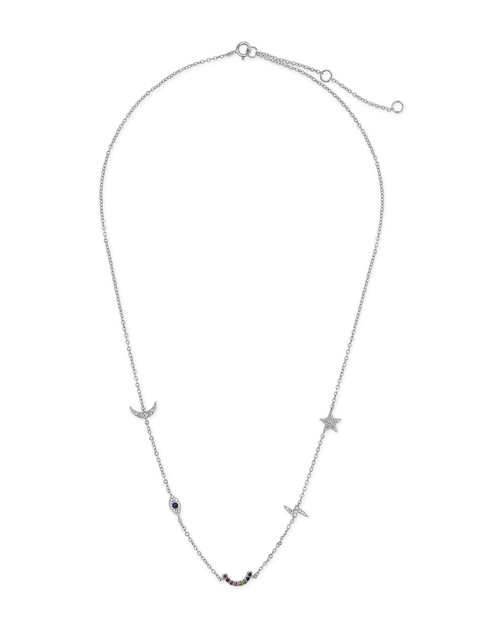 Sterling Forever Sterling Silver CZ Lucky Charm Station Necklace by Sterling Forever