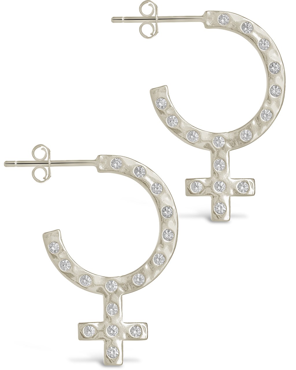 Sterling Forever Sterling Silver Empower CZ Hoop Earrings by Sterling Forever