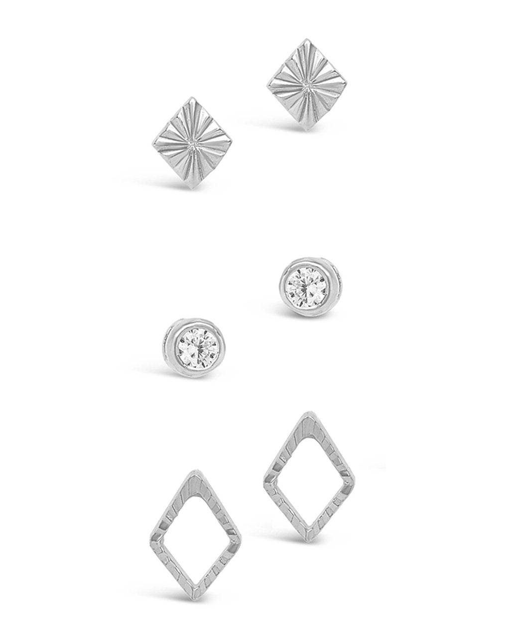 Sterling Forever Sterling Silver Textured Earring Set by Sterling Forever