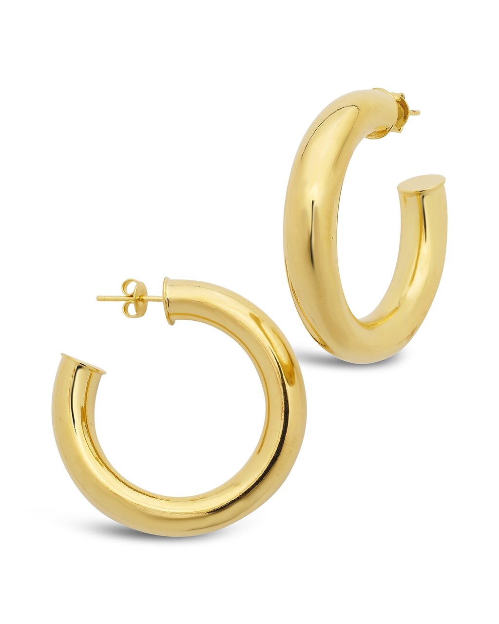 Sterling Forever Thick Hollow Hoops by Sterling Forever