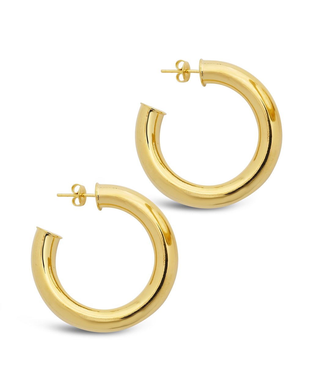 Sterling Forever Thick Hollow Hoops by Sterling Forever