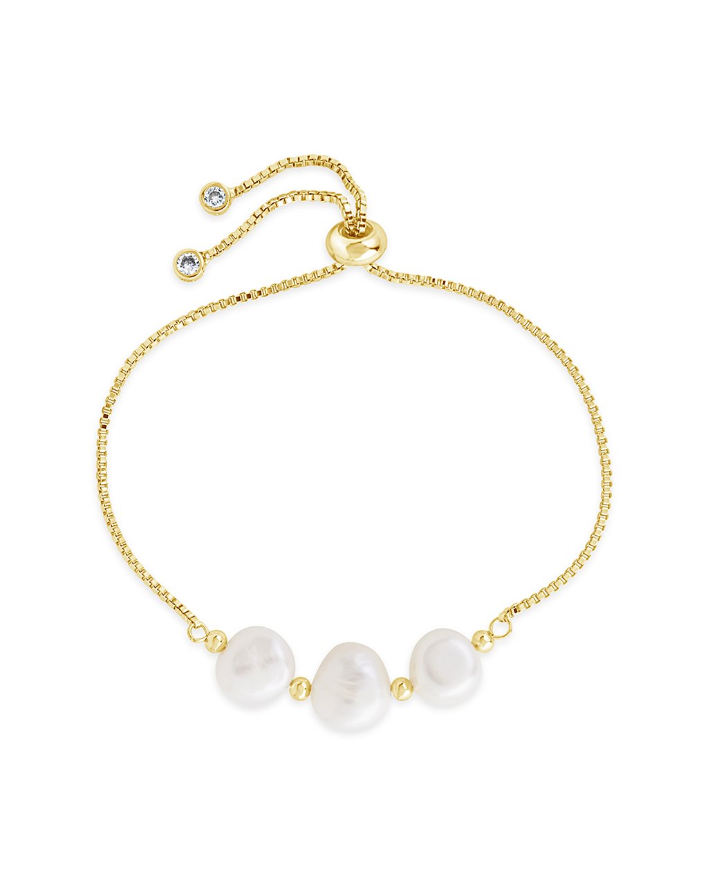 Sterling Forever Triple Pearl Slider Bracelet by Sterling Forever